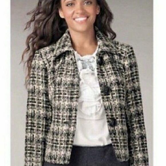 CAbi Faux Suede Perforated Scalloped Hem Asymmetrical Jacket Sz M - Picture 2 of 12